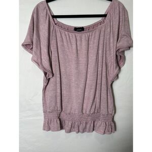 Alyx Women's Stretchy Dusty Rose Blouse Flutter Sleeves, Size L